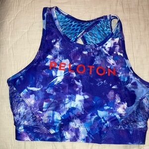 Peloton Blue and Purple Patterned Sports Bra